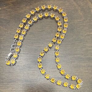 Elegant Vintage Yellow Stone Sterling Silver 925 Necklace